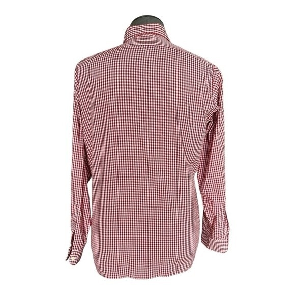 Debenhams Men's Pink Red Checked Plaid Shirt 16.5 Long Sleeve Classic Fit Vg — image 4 of 5